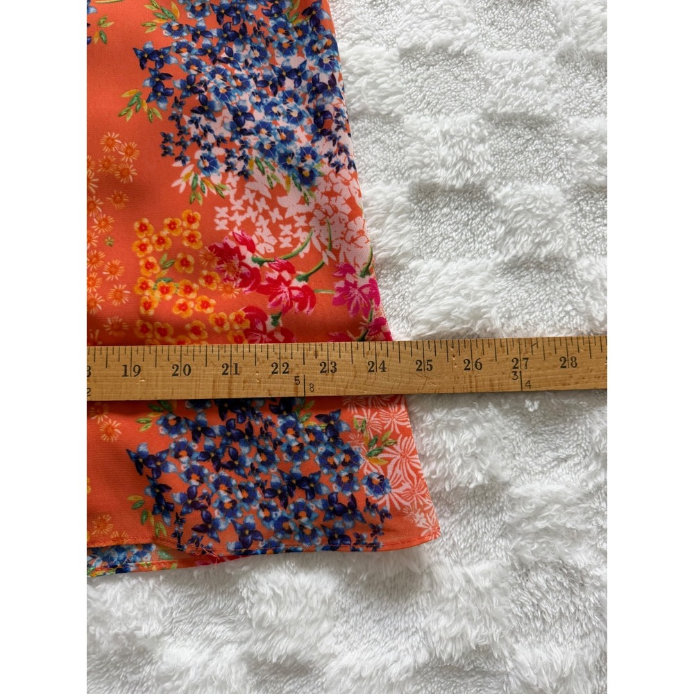 Cynthia Rowley Orange Floral Halter Neck Sleeveless Blouse Large EUC - Picture 7 of 9